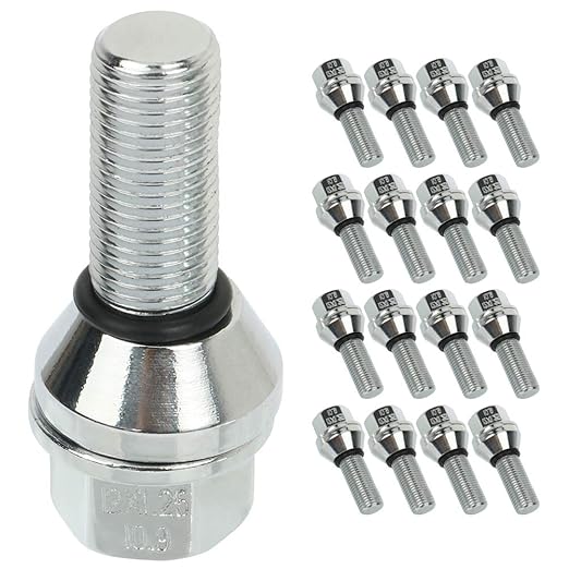 SCITOO Wheel Bolt 12x1.25 Lug Nuts 16 Pieces Sivler Shank