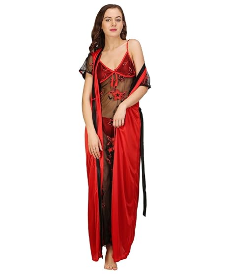 Women's Emboidered Nightwear with Robe
