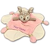 Mary Meyer Personalized Itsy Glitzy Pink and Gold Baby Fawn with Embroidered Flowers Baby Blanket Character Snuggle Blanky - 13 Inches