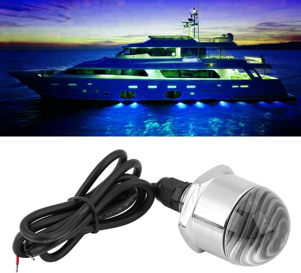 Hlyjoon LED Marine Boat Underwater Light 304 Stainless Steel Round Blue