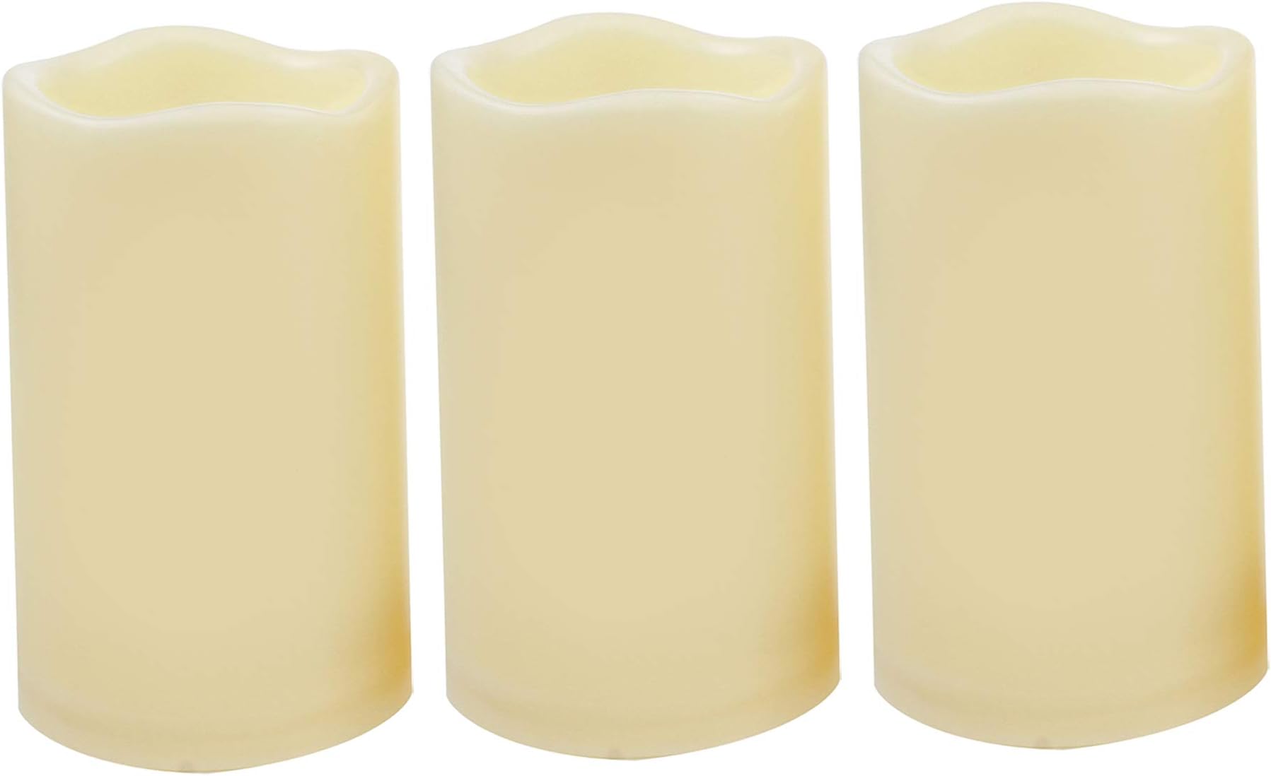 iZAN 3-Pack Battery Operated Flameless LED Candles with Timer Outdoor Waterproof Flickering Timing LED Pillar Candles for Home Wedding Party Festival Décor Long Battery Life 1500+ Hours 3”x5”