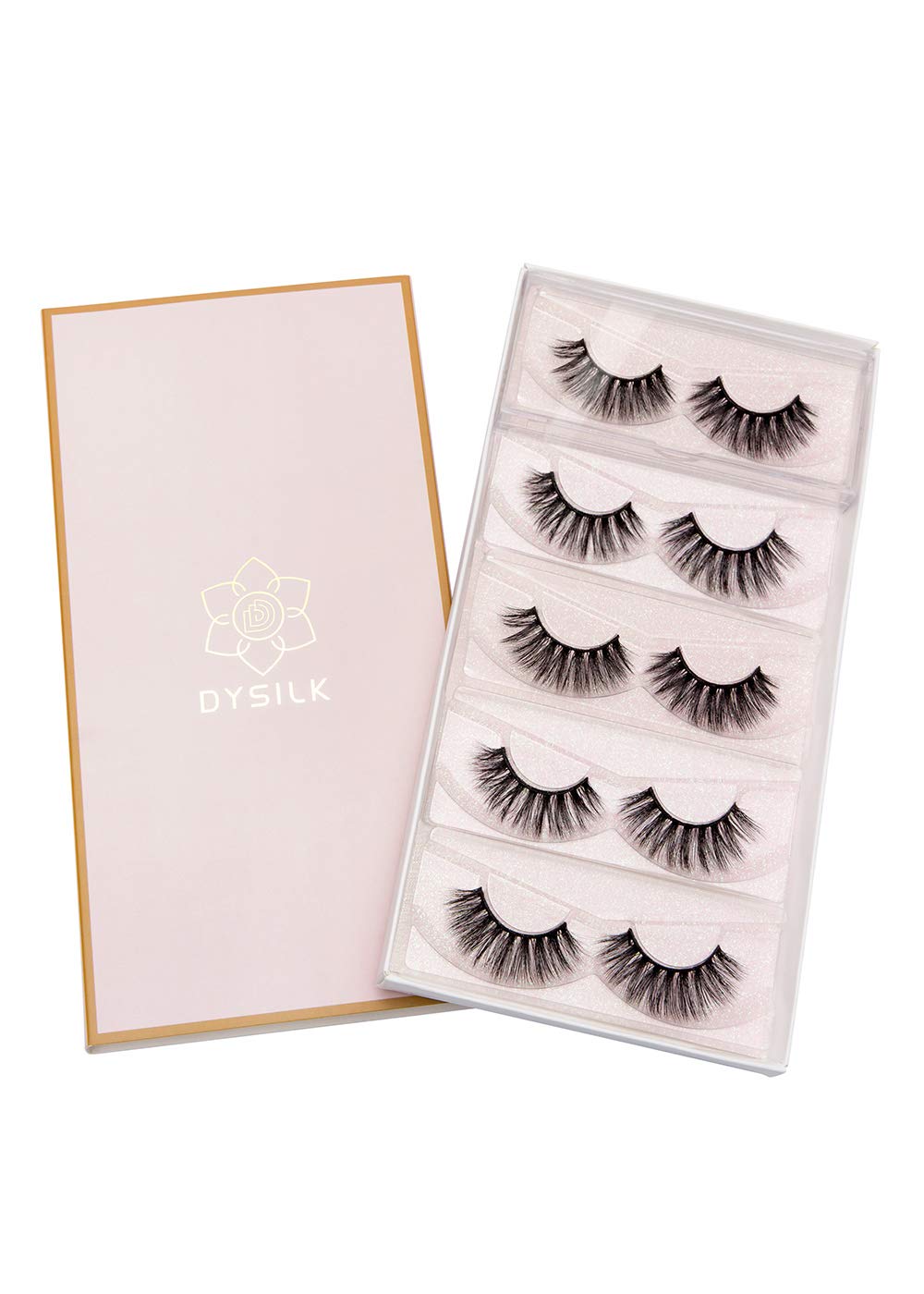 DYSILK 3D Eyelashes Dramatic Look False Eyelashes Extension Makeup Long Handmade Fake Eyelashes Fluffy Soft Reusable Black 5 Pairs