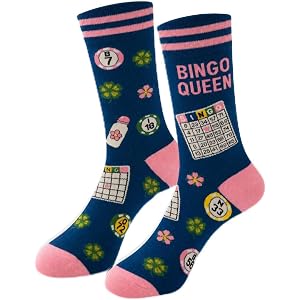 Hapfine Lucky Bingo Socks for Women, Novelty Gift for Bingo Lovers | Premium Cotton Blend, Super Soft, Durable, Bingo Lover G