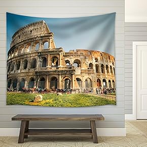 Horses Outside of The Coliseum in Rome - Fabric Tapestry, Home Decor - 51x60 inches