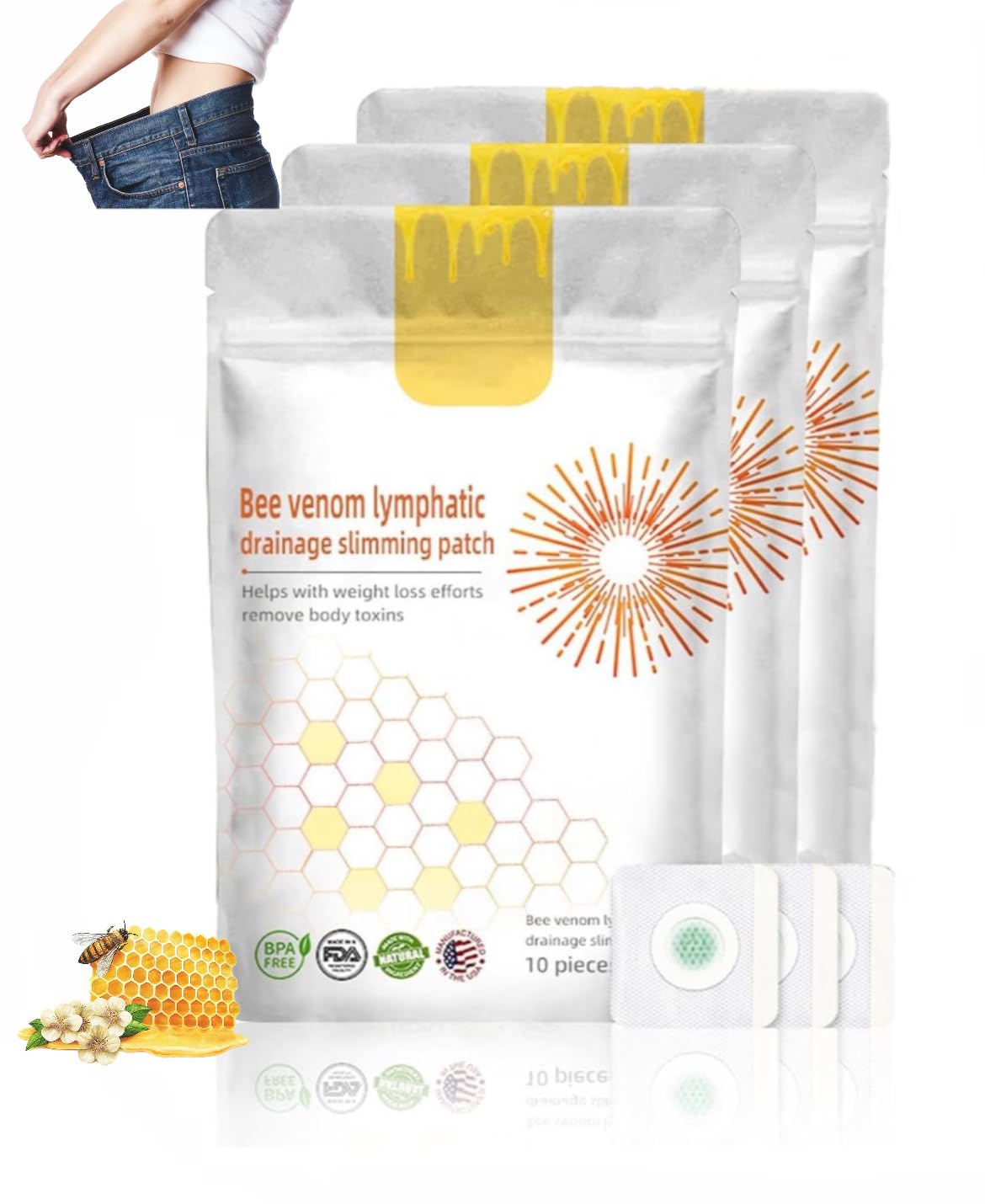 30pcs Bostore Bee Venom Lymphatic Drainage Patch, Bostore Bee Venom Patches,Bee Venom Lymphatic Drainage Patches,Bee Venom Lymphatic Patches (10pcs*3 bag)