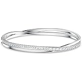 Swarovski Twist Rows Crystal Bracelet Collection, Rhodium & Rose Gold Tone Finish, Clear Crystals