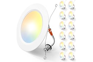 Amico Recessed Lights 5/6 Inch, 12 Pack 5CCT LED Pot Lights, 2700K/3000K/4000K/5000K/6000K Selectable,12W Eqv 110W, 1050LM, R