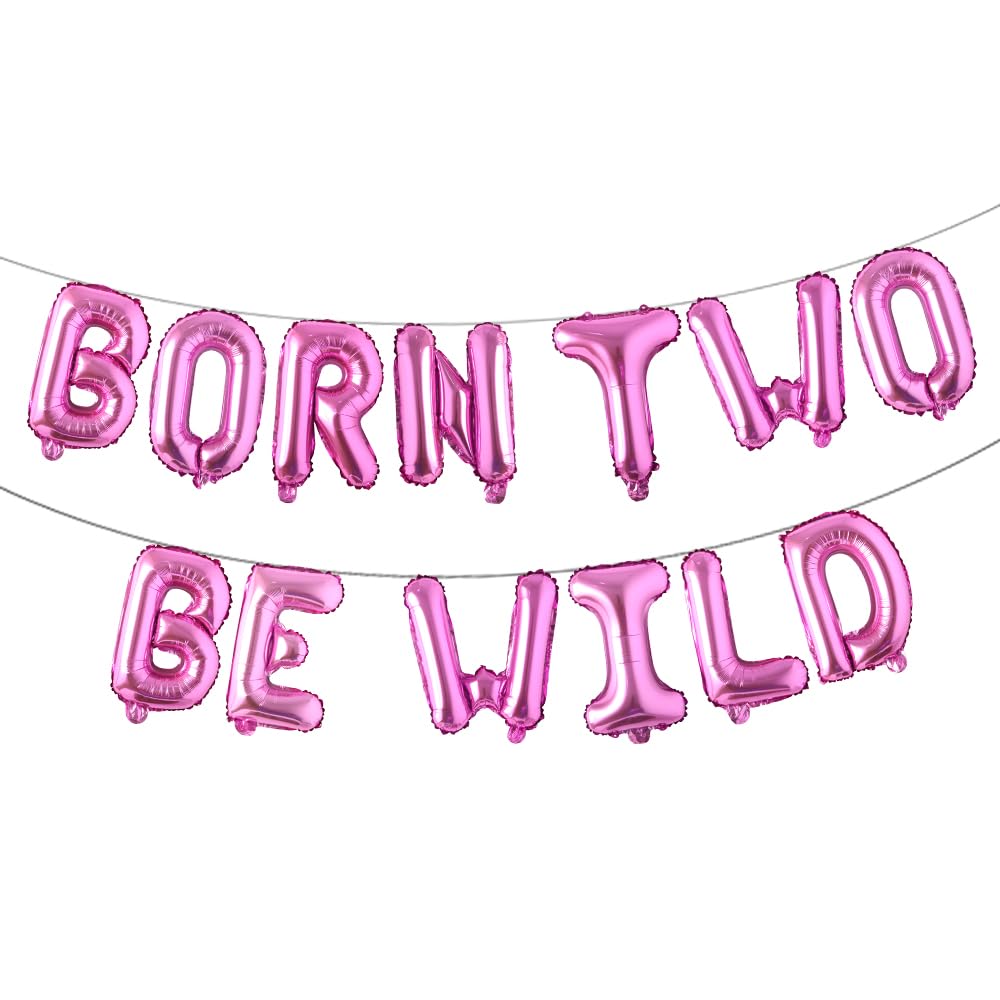 Photo 1 of Born Two Be Wild Balloons Born Two Be Wild Birthday Party Decoration Jungle Animals 2nd Birthday Decoration Born to be Wild Banner for Safari Born Two be Wild birthday (BORN TWO BE WILD Rose Red)