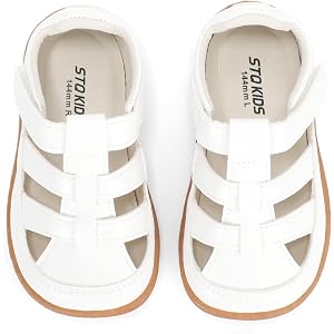 STQ KIDS Toddler Girl Boy Wide Toe Box Sandals Zero Drop | Hook and Loops, Summer Dress Shoes for Party School Outdoor