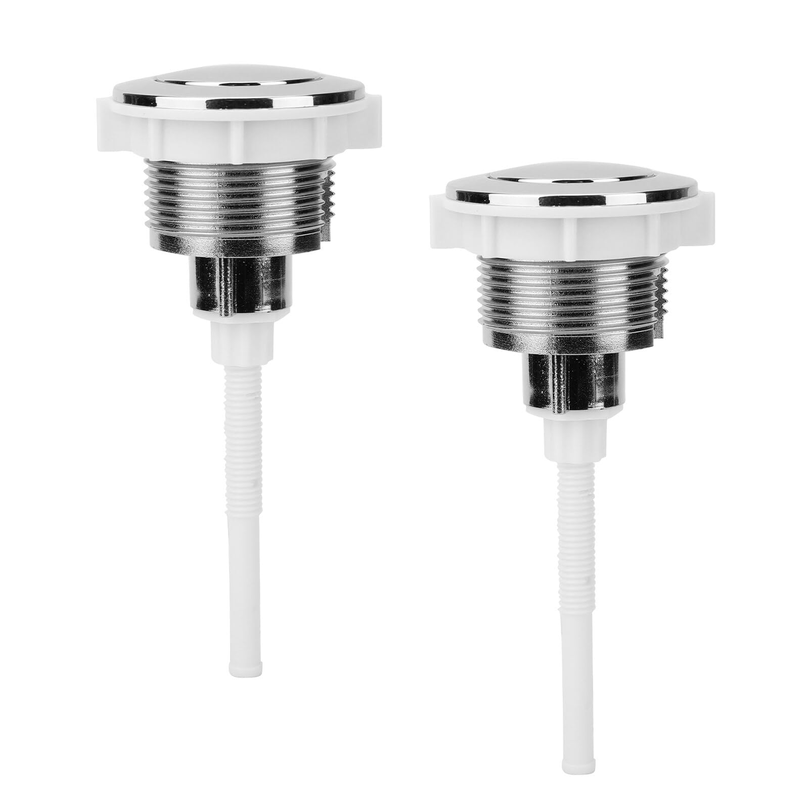 EASONGEE 2pcs Toilet Flush Buttons, 38mm Single Press Toilet Push Button Toilet Cistern Push Button Round Head Chrome Toilet Push Button Replacement for Bathroom Toilet Water Tank Repair
