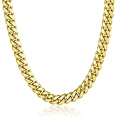 ChainsPro Chunky Miami Cuban Link Chains for Men,Stainless Steel Cuban Chain Necklace,4.8/6/10/14mm Width,No Tarnish& Thick Hip Hop Jewelry,18-30 inch Length, Black/Gold Plated/Silver,Send Gift Box
