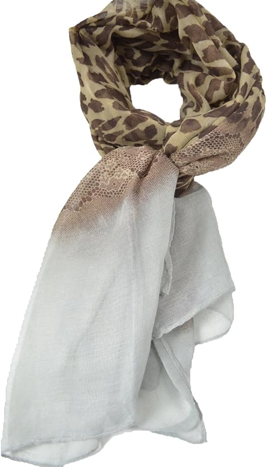 Lightweight Two tone Leopard Print Chic Scarf - Grey at Amazon Women’s
