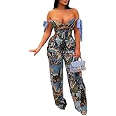 knowfashionstyle Sexy 2 Piece Sets For Women Going Out Sleeveless Croset Top And Wide Leg Pants Set Party Birthday Outfits