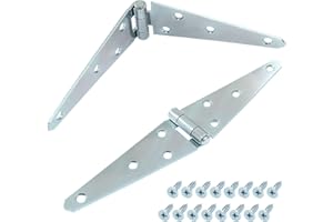 Hordion 2Pcs Strap Hinge Shed Door Hinges, 5 Inch Heavy Duty Gate Hinges Black Tee Hinge with Screws for Wood Gate Cabinet Door, Silver