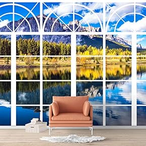 Wall Murals for Bedroom Vies from French Window Design Removable Wallpaper Peel and Stick Wall Stickers - 66x96 inches