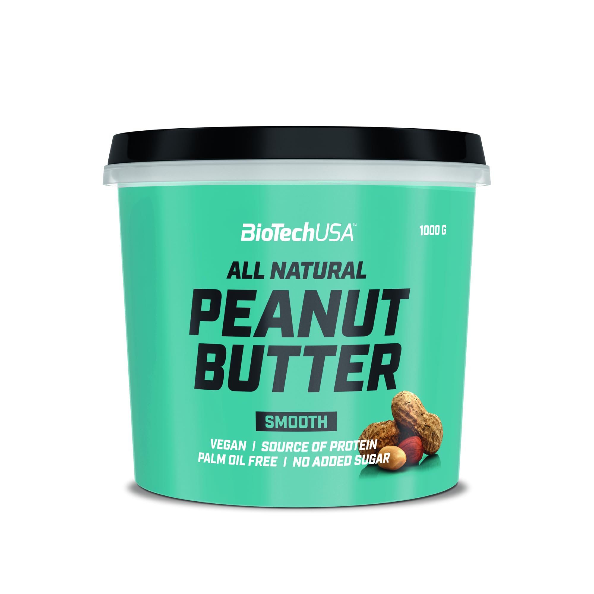 BioTechUSA Peanut Butter | All-Natural Vegan Protein Source | Gluten-Free, High Fibre, Palm Oil-Free, 1000 g, Smooth