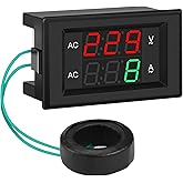 DROK Volt Amp Meter, AC 500V 200A Digital Voltmeter Ammeter Panel, 0.39 Inches LED 2in1 Multimeter, 2-Wire Voltage Amperage T