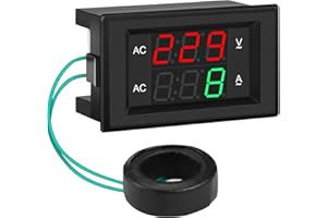 AC Voltage Amp Display, DROK Digital Voltmeter Ammeter Multimeter Panel 500V 200A Voltage Current Tester Meter, LED Display V