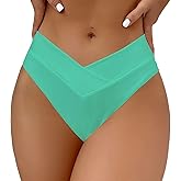 SherryDC Women's V Cut High Waisted Bikini Bottom High Leg Cut Swimsuit Bathing Suit Bottoms