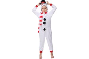 Rabtero Children Animal Onesie Costume, Unisex Snowman Costume, Snowman Onesie, Kids Halloween/Christmas/Carnival Festival Costume for Kids 12-14