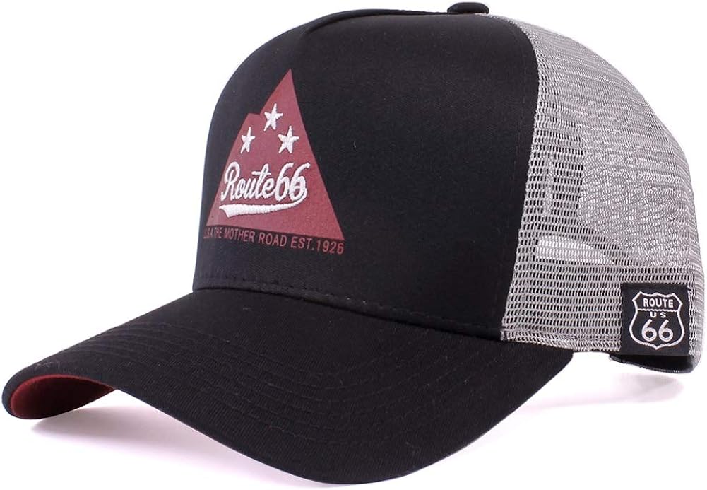 ROUTE66 MESH CAP ルート66 メッシュキャップ 帽子 メンズ レディース ストリート アメカジ 春夏 オールシーズン 海 山 フェス キャンプ アウトドア かわいい ロゴ Tシャツ サングラス SNS プチ おしゃれ バイク バイカー キャップ (18401-BLK/BLK)