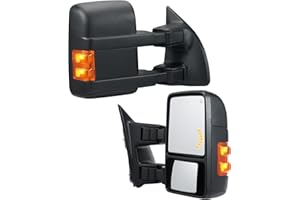VEVOR Towing Mirrors, Left & Right Pair Set for 1999-2007 Ford F250 F350 F450 F550, Power Heated with Signal Light, Plane & C