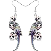 Halloween Earrings Skull Parrot Novelty Hypoallergenic Dangle Jewelry Punk Charms For Women Party Favors Gifts
