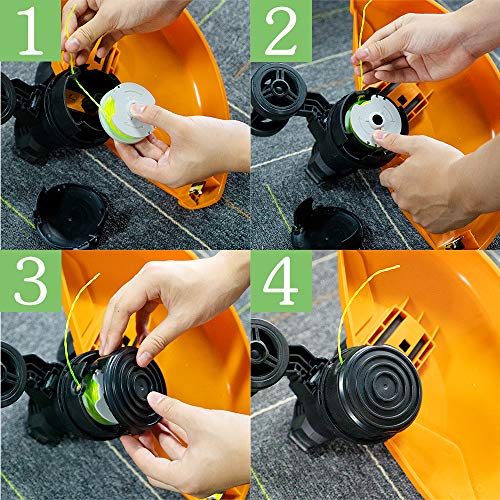 FutureWay String Trimmer Replacement Spool Line 0.080” Compatible with Worx WA0014 WG168 WG184 WG190 WG191, Weed Eater String Autofeed WA0037 Cap, Cordless Trimmer Edger Line 20ft, 6 Spools + 1 Cap