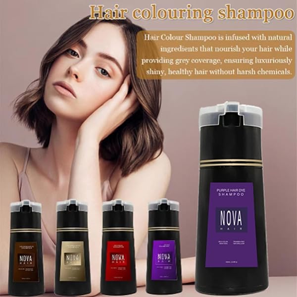 NOVA HAIR DYE SHAMPOO, NOVA HAIR INSTANT DYE SHAMPOO, NOVA HAIR DYE SHAMPOO FOR GRAY HAIR,NOVA HAIR INSTANT DYE SHAMPOO FOR MEN & WOMEN,HAIR COLOR SOLUTION (PURPLE)