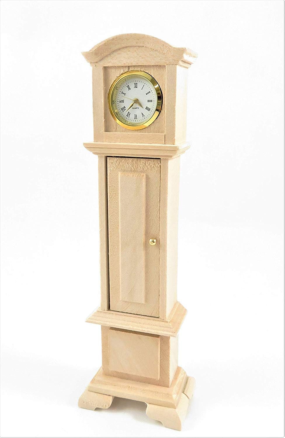 Melody Jane Dolls House Working Grandfather Clock Bare Wood Unfinished
