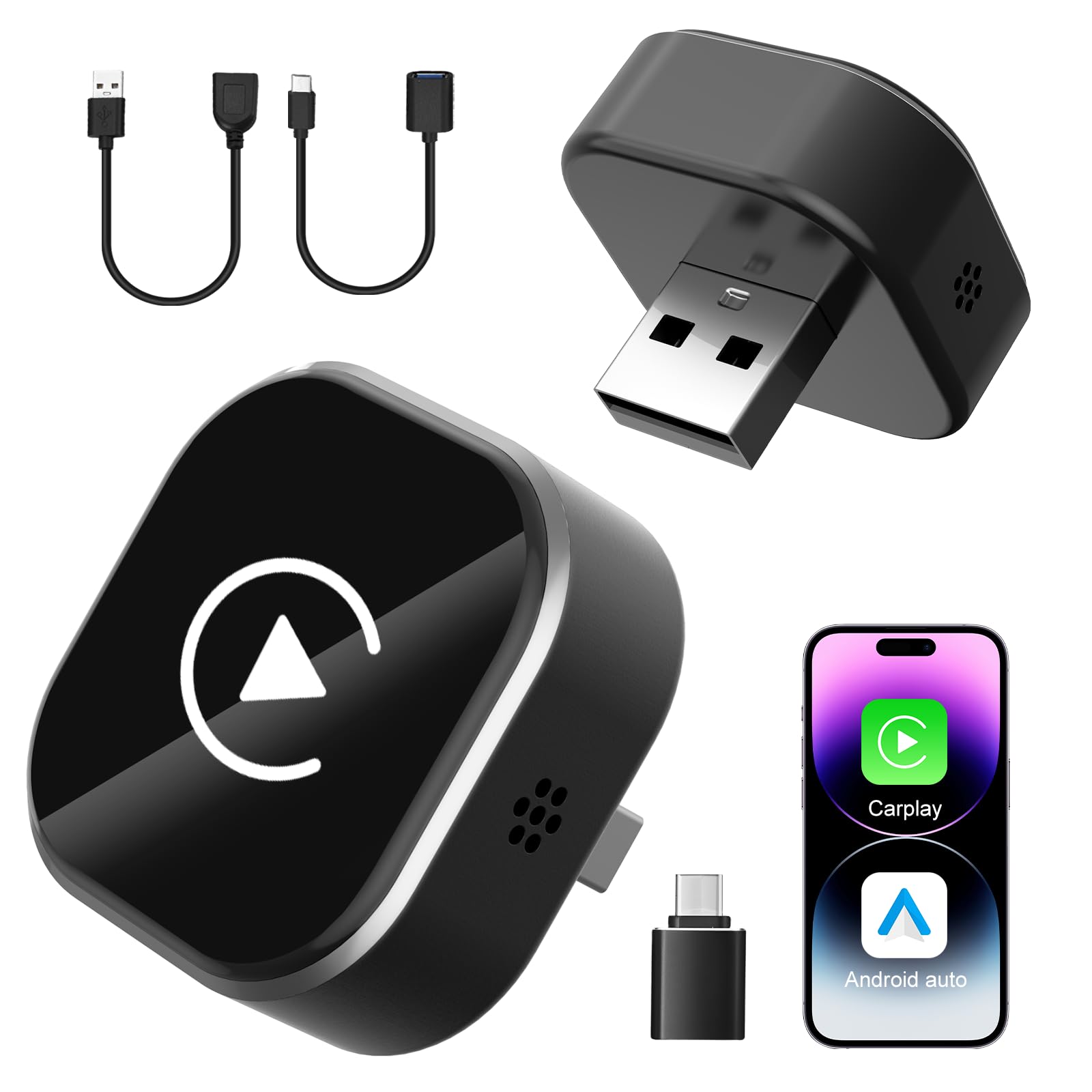 Photo 1 of ZOOTEALY 2 in 1 Wireless CarPlay & Android Auto Adapter: Mini Universal CarPlay Dongle, Plug & Play, Convert Wired to Wireless, Fast Stable Connection, No Delay, for iOS & Android with USB/USB-C Port
