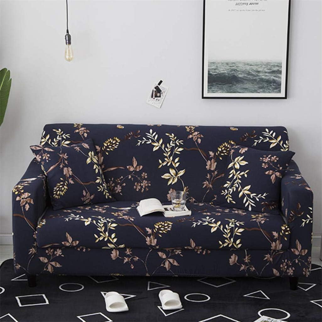 Stretch Slipcover Fitted Furniture Protector Print Sofa Cover Stylish Couch Cover with 2 Pillow Cases for Loveseats/Sofas/Sectional Couches,3 Seater-Yellow Leaves
