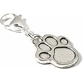 Hackberry Creek Paw Print Clip On Charm Silver Dog Lover Gift Purse Charms for Women Bag Accessory Pet Memorial Jewelry Dog Mom Dad Present Bracelet Lobster Clasp Animal Lover Keychain