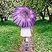 Plemo Automatic Umbrellas, Windproof Purple Daisy Design Compact Folding Umbrellas with Anti-Slip Rubberized Grip, for Business and Travels or Summer Gifts