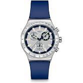 Swatch Skin Irony Unisex Casual Watch Stainless Steel Blue Quartz Water Resistant Blue Reflective
