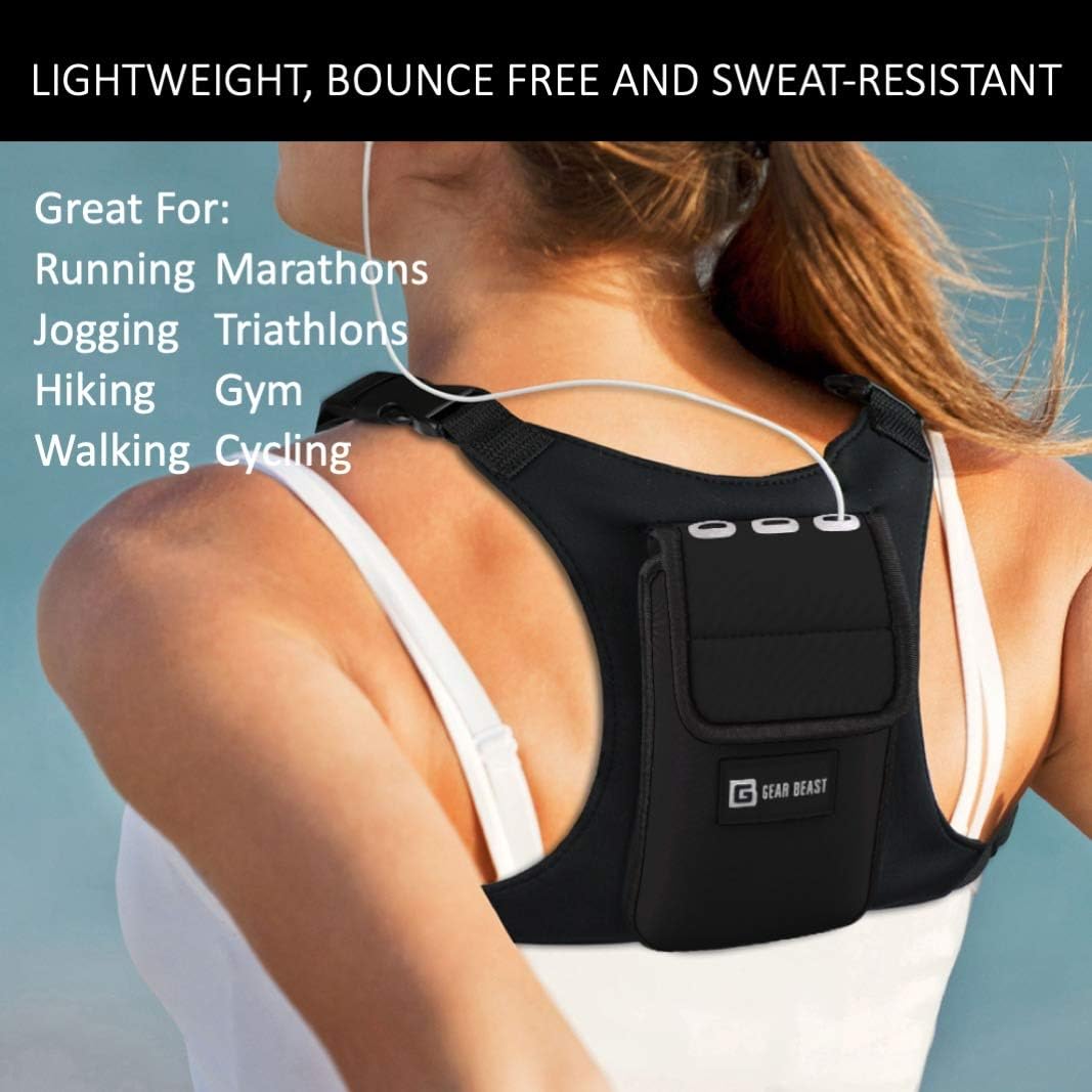 Gear Beast Running Backpack Vest Cell Phone and Accessories Holder Lightweight Pack Key Card ID Holder for Running Walking Cycling Fits iPhone 11 X XS Max 8 7 Plus Galaxy S9 S8 Plus Note 10 9 8: Electronics