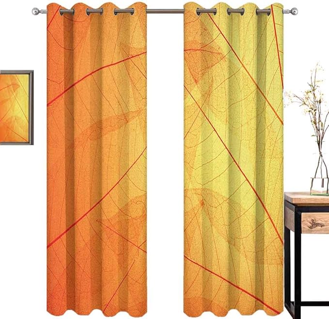 Guuvor - Cortina con aislamiento de color naranja con diseño de hojas