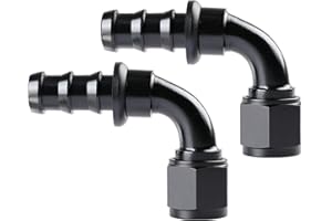 Ucreative 10AN 90 Degree Push Lock Hose Fitting End Black 2PCS