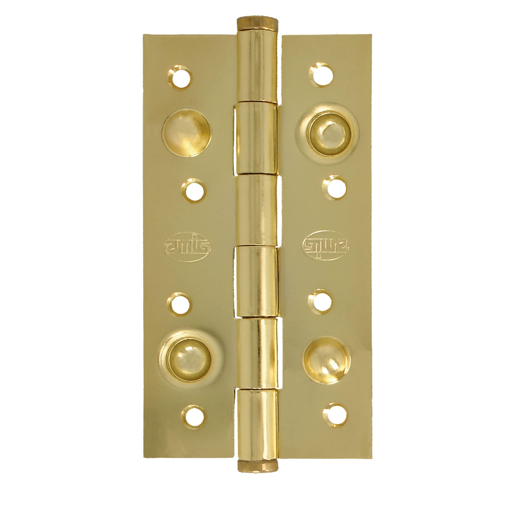 Amig - Security Hinge | 150 x 82 x 3 mm | Square Edges | Flat Finial | Firm Entry Doors | Varnished Brass Steel