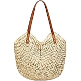 Summer Casual Straw Tote Bag Large Capacity Woven Shoulder Handbag for Summer Beach Vocation