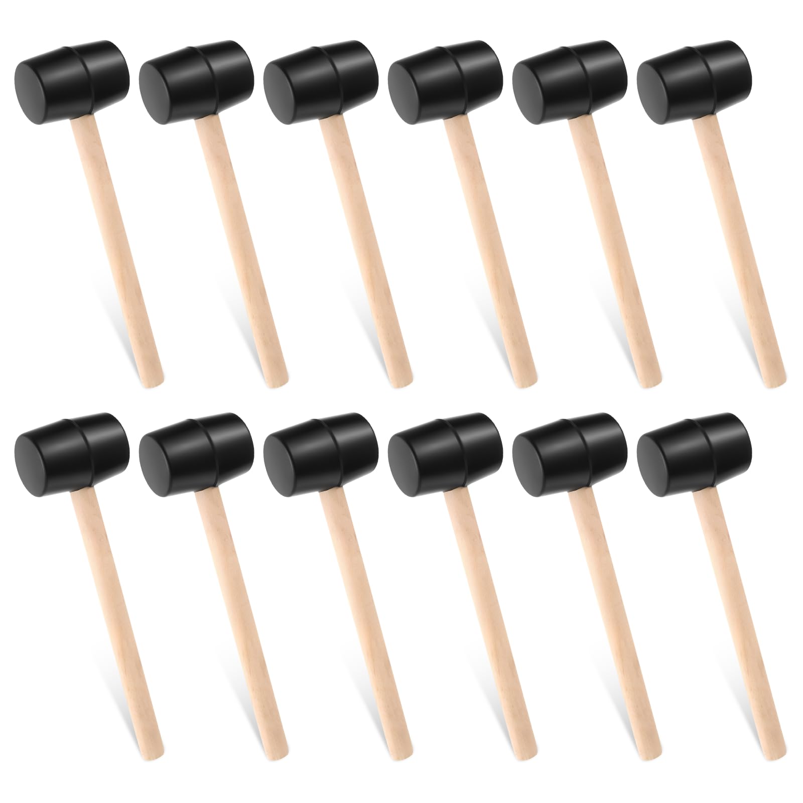 Photo 1 of 12 Pieces Small Rubber Mallet Bulk, 7 Oz Double Faced Heavy Duty Rubber Head Small Mallets with Wood Handle for DIY Crafts, Flooring, Tent Stakes, Woodworking and Camping