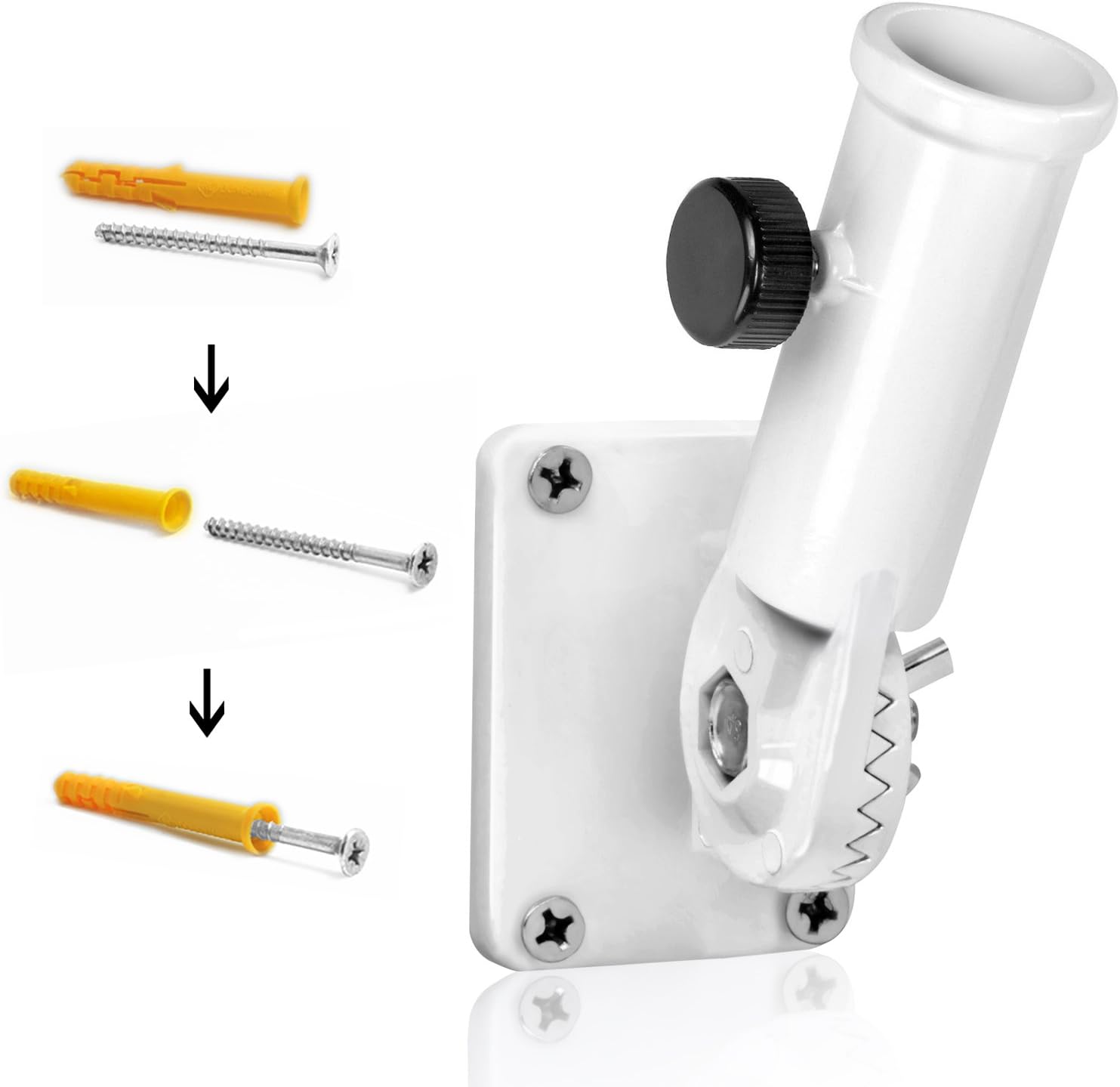 Staffa Per Asta Portabandiera Antiruggine 2,5 Cm – Supporto A Parete In Lega Di Alluminio, Regolabile A 45° E 90°, Con Kit Di Montaggio, Colore Nero