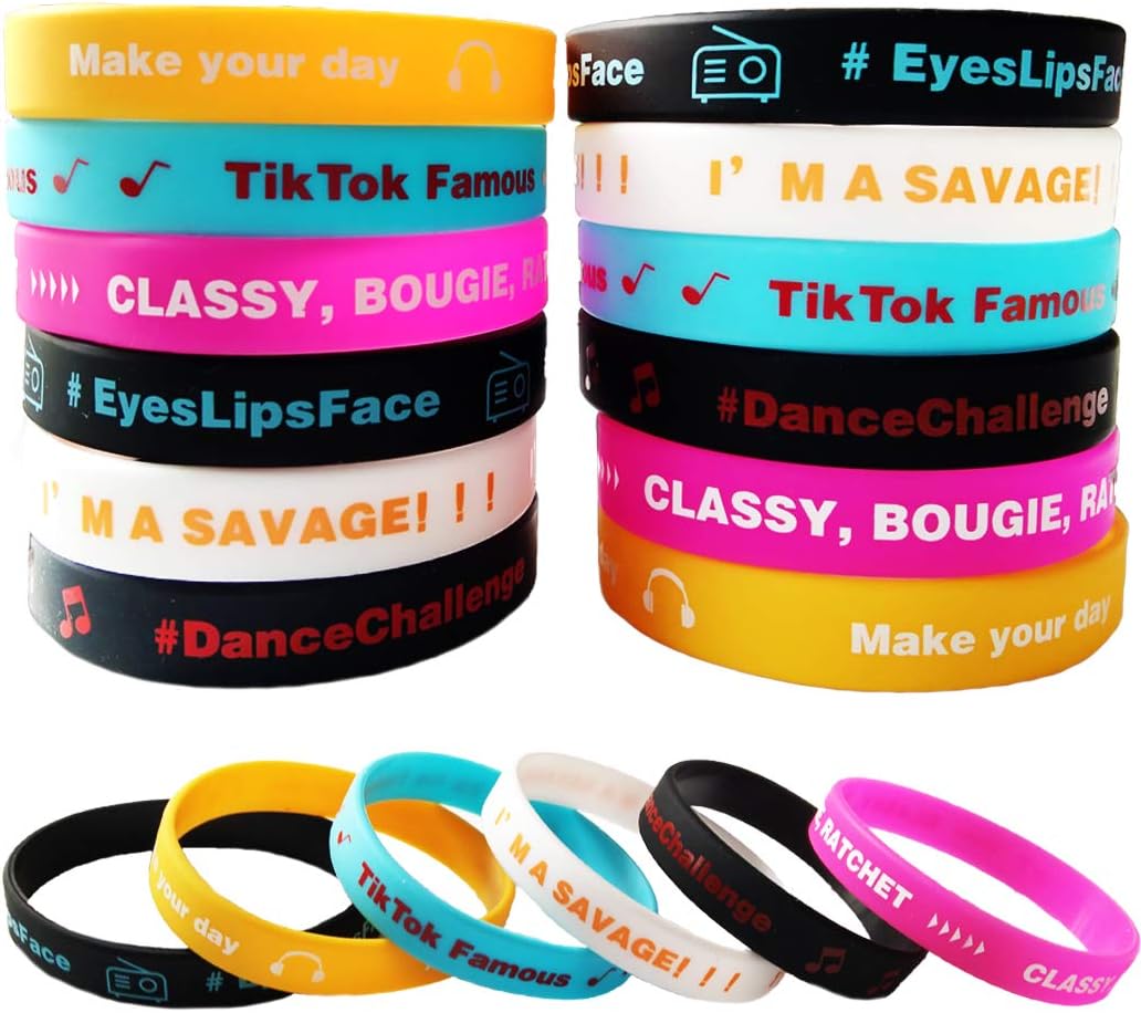 36 Pack TIK TOK Themed Silicone Bracelet Dance Challenge