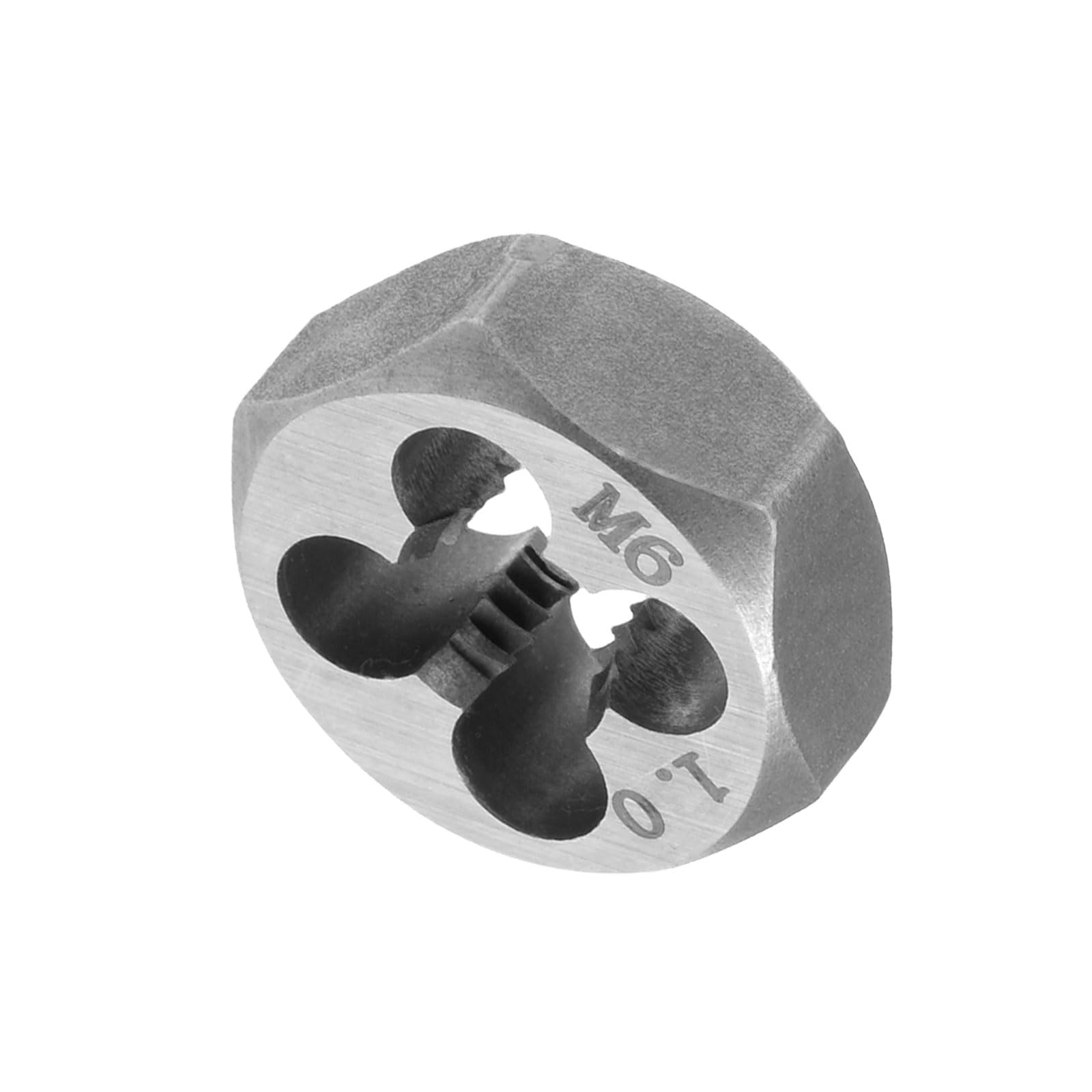 CoCud Hex Rethreading Die, M6 x 1 Pitch, Carbon Steel Cylindrical Pipe Threading Tool with 4 Chip Holes - (Applications: for Threading Repairing) — image 1