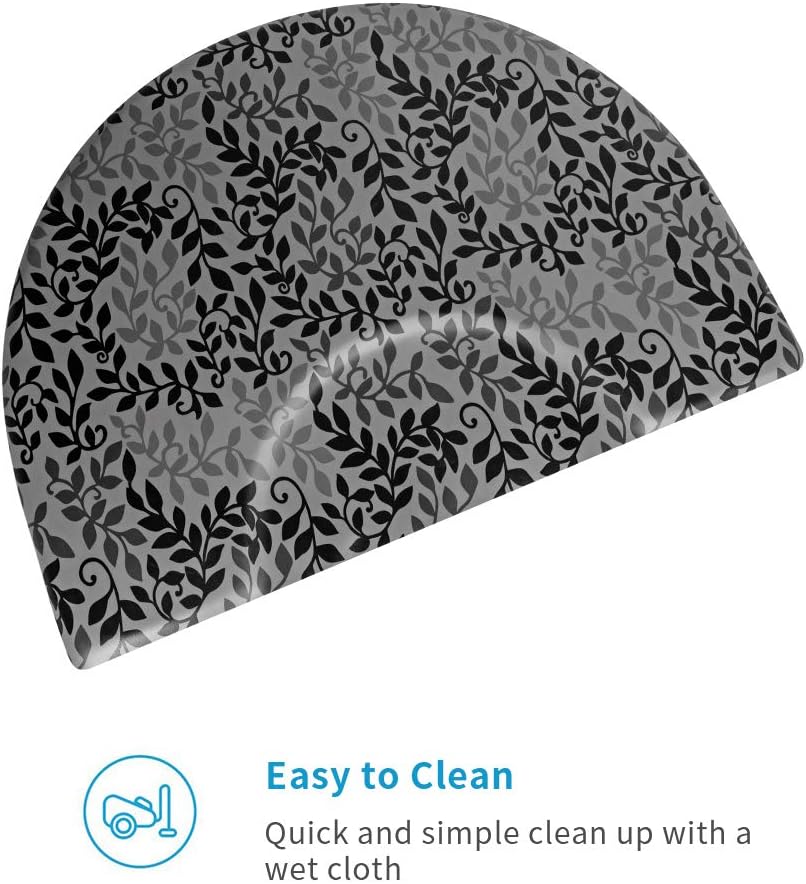 Mefeir 3’ x 4’ Semi Circle Salon Mat Anti Fatigue for Hair Stylist, 5/8’’ Thick Standing Floor Matt Under Styling Chair, Anti-Slip Warterproof Beauty Barber Supplies,Leaf Lines Color: Kitchen & Dining