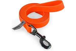 Wolfone 5ft Orange Long Leash - Waterproof Training Dog Leash for Recall, Swimming, Camping, Beach, Hunting, Walking