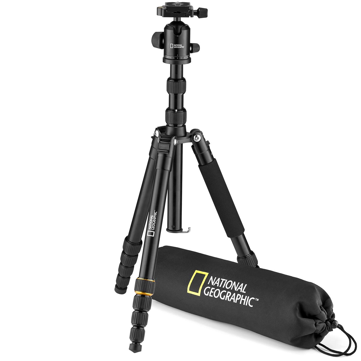 National Geographic Travel Photo Tripod Kit with Monopod, Aluminium, 5-Section Legs, Twist Locks, Load up 8 kg, Carrying Bag, Ball Head, Quick Release, NGTR002T [Amazon Exclusive] — image 1