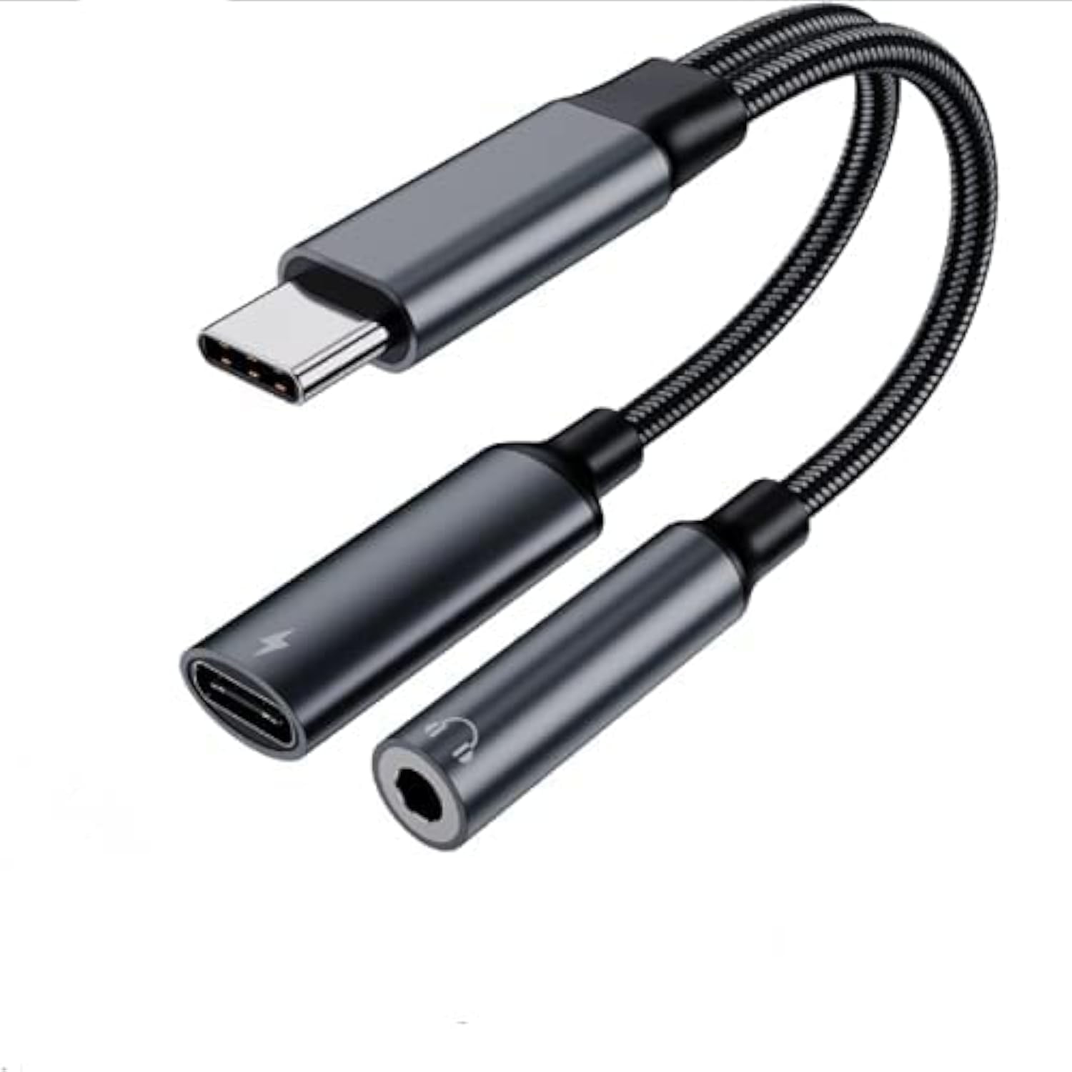 La Brodée USB C to 3.5 headphone jack adapter-USB C 60W PD 3.0 Quick charging Port, Type C to Aux Audio Dongle cable Fast charge Compatible with Galaxy series,Google Pixel 5 (Black)