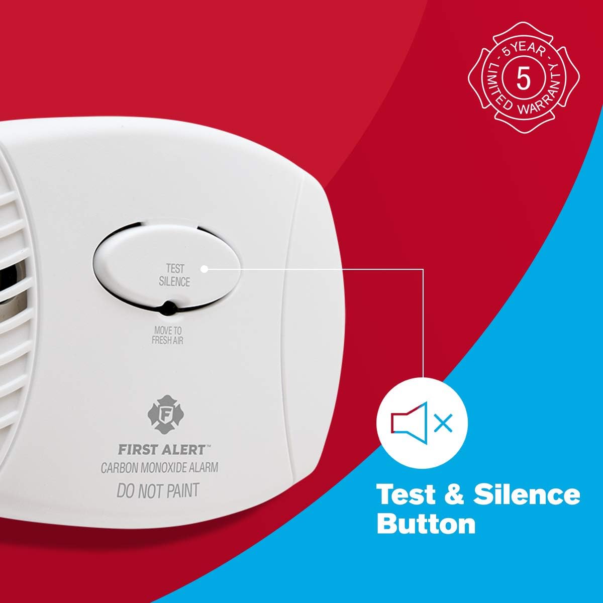 First Alert CO400 Carbon Monoxide Detector, White, Pack of 1 - Carbon Monoxide Detectors - 