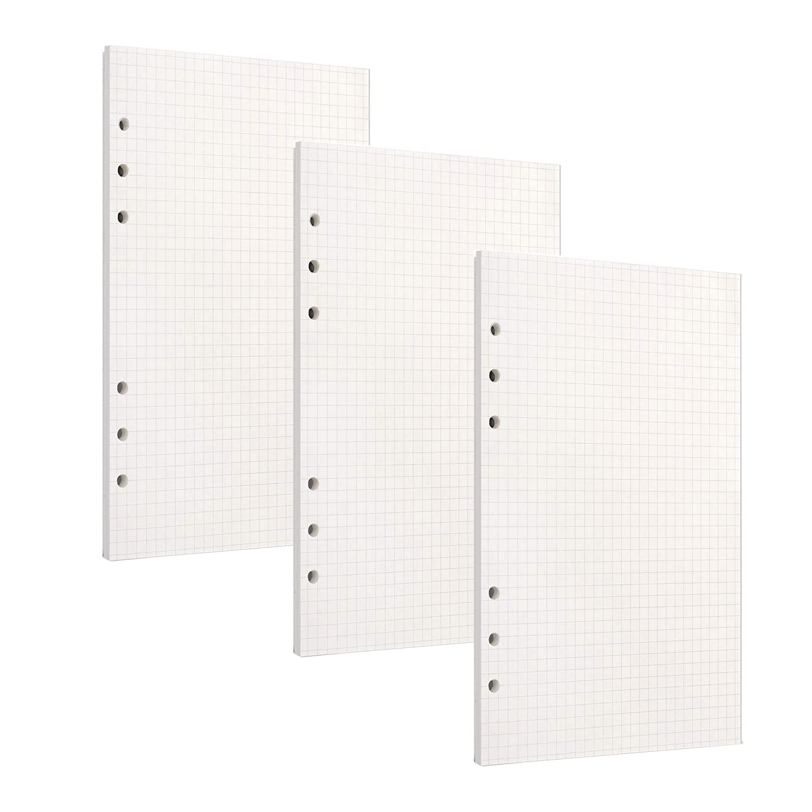 PALUDO 3 Pack A6 Squared Paper Refill 135 Sheets/270 Pages A6 Refillable Paper, 6-Ring Binder Planner Inserts Loose Leaf Punched Paper Refill